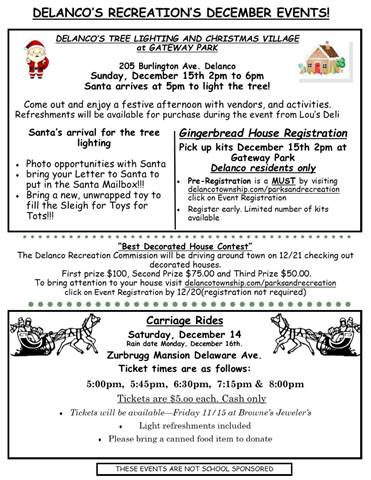 2024 Delanco Tree Lighting and Christmas Village at Gateway Park (Delanco, NJ)