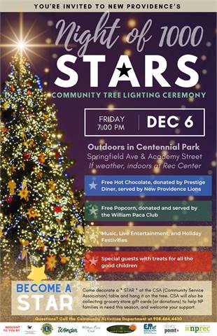 2024 New Providence's Night of 1,00 Stars Community Tree Lighting Ceremony (New Providence, NJ)