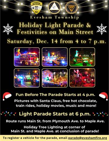 Evesham Township's 2024 Holiday Light Parade and Festivities (Evesham, NJ)