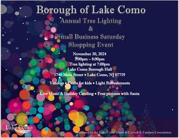 2024 Lake Como Tree Lighting and Small Business Saturday (Lake Como, NJ)