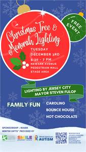 Historic Downtown Jersey City Christmas Tree & Menorah Lighting Ceremony 2024 (Jersey City, NJ)